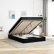 Ottoman Bed with Mattress Black Queen Fabric,Beds & Bed Frames 88.2KG-3311144