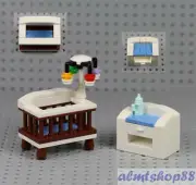 LEGO - Crib w/ Mobile Changing Table Bottle - Baby Boy Nursery Bed Minifigure