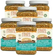 Pride Of India - PACK of 6 - Indian Split Yellow Chickpea Lentils - Protein & Fiber Rich Chana Dal, 3 Pound Jar