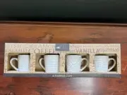 La Rochelle Whitewashed 4 Cup Set Ceramic Espresso Cups NIB