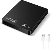OQIMAX Digital Coffee Scale with Timer, 3kg 0.1g Precision Espresso Scale USB Rechargeable, Temperature Resistant Food Scale with HD LED Screen, High Sensitivity Touch Button, Tare Function(g/oz/ml)
