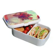 Lunch Box Food Container Snack Picnic Authentic Wood Strap Cutlery Retro Start