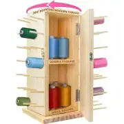 84 Spools Thread Holder Stand - 360 Full Rotating Wooden Thread Organizer -Em...
