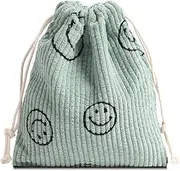 [Gardsell] Cute Corduroy Smile Change Coin Purse Small Zipper Pouch Bag Wallet by Coin Purses Pouches Coin Holder Key Pouch Coin Purse for Women, Green-Coin Purse, Cute Corduroy Smile Change Coin Purse