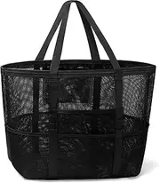 [Gocvo] Mesh Beach Bag, Large Beach Bag Swimming Bag Foldable Mesh Tote for Your Family Beach Trip
