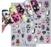 5D Halloween Spider Web Centipede Scorpion Nail Art Decals Tattoo Stickers NH5
