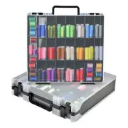 Double-Sided Sewing Box for Bobbins with 48 Grids, Portable Plastic Organizer...