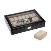 Leather Watch Jewelry Display Storage Holder Case 24 Grids Box Organizer