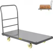 VEVOR Platform Truck, 907.18kg Capacity Steel Flatbed Cart, 119.38cm Length x60.96cmWidthx81.28cmHeight Flat Dolly, Hand Truckswith12.7cmNylon Casters