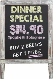 Freestanding Wood Framed Chalkboard Sign, Sidewalk A-Frame Chalk Sandwich Board