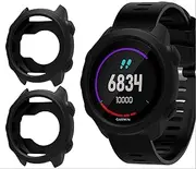 [GIOPUEY] Case Compatible with Garmin Forerunner 245, Pack of 2, Soft TPU Silicone Protective Case Cover - Black