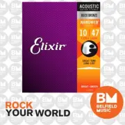 Elixir 11002 Acoustic Guitar Strings Nanoweb Extra Light 10-47 80/20Bron A-NW-XL