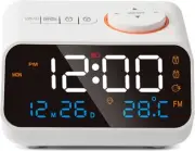 Multifunctional Digital Radio Alarm Clock - 0-100% Infinite Dimmer, Radio