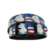 Men's American Eagle and Flag Buckle Belts USA Patriotic military army navy