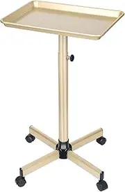 Salon Tray, Champagne Gold Salon Rolling Tray, Salon Service Tray Cart with Adjustable Height, Tattoo Tray on Wheels, Ideal Use As Tattoo Tray&Deantal Tray, No-Rusting