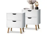 Bedside Tables Set of 2 Side Table Nightstand Storage Cabinet White