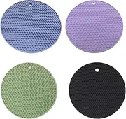 4 Pack Silicone Trivet Mats, Heat Resistant Pot Holders & Coasters for Hot Pans, Pots & Kitchen Use, 17.5cm, High Temperature Resistance
