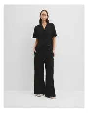 [Country Road] Textured Cotton Pant in Black