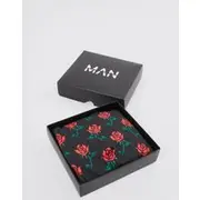 Mens Black Rose Printed Boxers In Gift Box