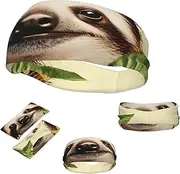 FJWSLCH Sloth Sunflower Headbands for Women Men Non Slip Workout Sweatbands Adjustable Sports Hair Bands Elastic Head Bands Moisture Wicking Hairband for Running, Cycling, Yoga, Spa