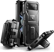 Dexnor for Samsung Galaxy Z Flip 4 5G Case, Full-Body Dual Layer Rugged Case with Built-in Screen Protector & Kickstand for Samsung Galaxy Z Flip4 5G - Black