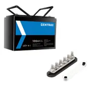 Gentrax 12V 100ah 100A LiFePO4 Battery + 6 GANG 300A M8 Black Bus Bar