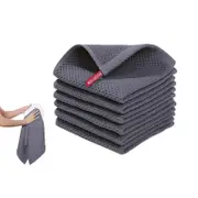 Kitchen Two-Sided Cotton Waffle Weave Dish Cloths Soft Ultra Absorbent Hand Towel-Dark Grey