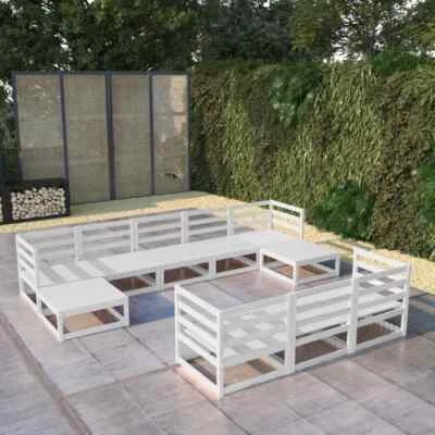 NNEVL 10 Piece Garden Lounge Set Solid Pinewood