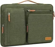 MOSISO 360 Protective Laptop Sleeve Compatible with MacBook Air/Pro, 13-13.3 inch Notebook, Compatible with MacBook Pro 14 inch M3 M2 M1, Side Open Bag with 4 Zipper Pockets&Handle, Olive Green