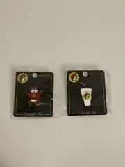 Lot of 2 Bucees Collectible Lapel Pins Beaver Dancing & Fountain Drink Cup