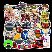 Back to The Future Stickers,50 PCS Back to The Future Graffiti Vinyl Waterproof Decals for Water Bottles Computer Bicycle Skateboard Luggage Phone Pad Laptop Kids Teens Stickers Pack