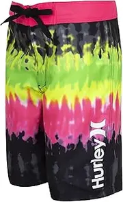 [Hurley] Boy's Tie-Dye Boardshorts (Big Kids) Black 18 Big Kid