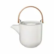 ASA Selection coppa yuki teapot with wooden handle tea pot White Glossy 600 ml