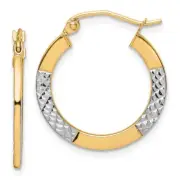 21mm 10k Yellow Gold w/ Rhodium-Plating Shiny-Cut 2.5x20mm Hoop Earrings 10TC325