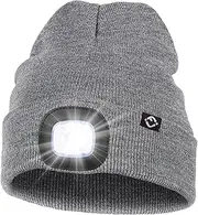 [Funky Junque] Beanie with Light, LED Hat with Headlamp USB Rechargeable Winter Cap Beanie for Men Dad Husband Unisex
