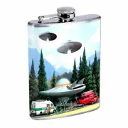 Vintage Alien Abduction D3 Flask 8oz Stainless Steel Hip Drinking Whiskey