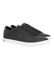 [Tommy Hilfiger] Essential Leather Lace-Up Trainers Shoe in Black