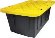 2-Pack Storage Bins, Heavy-Duty Stackable Containers, 27 Gallon, Black/Yellow