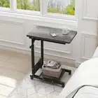 Over Bed Table with Wheels, Adjustable Height, Rolling Hospital Table, Grey