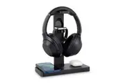 Headphone Stand, Detachable Gaming Stand with Wireless Charger for iPhone, Samsung (Black)
