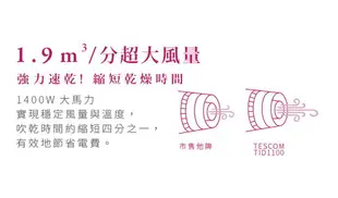 【TESCOM】TID1100 大風量負離子吹風機 速乾 保濕 修護 折疊式 吹風機 TID1100TW