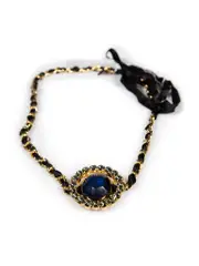 Gold Embellished Chain Ribbon Tie Belt