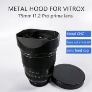 Square Metal Camera Lens Hood with Cap For VILTROX 75mm F1.2 Pro Prime Lens NeS0