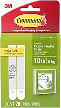Command 10 lb Narrow White Picture Hanging Strips Mega Pack,17207-28ES, 28 Pairs
