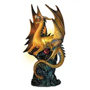 The Gilded Guardian Illuminated Dragon Sculpture