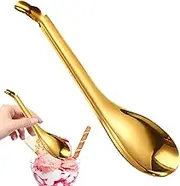 Caviar Spoons - Kitchen Gadgets For Colander, Gold Or Silver Kitchen Spoon | Molecular Metal Spherification Molecular Strainer Planes For Sauces, Stews, Caviar, Dips