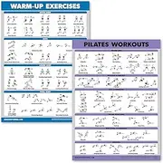Palace Learning 2 Pack - Warm Up Exercises + Pilates Exercises - Set of 2 Workout Charts (LAMINATED, 18” x 24”)