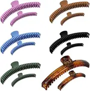 12 Pcs Hold Everything Hair Claw Clips, 4.7 Inch and 2.5 Inch Claw Clips Set for Thick ，Thin ，Straight and Curly Hair, Strong Clip Non-Slip 6 Colors Double Row Teeth Hair Claw Clips (colorful)