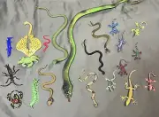 SAFARI LTD. Rubber Toys-Snakes,Lizards,Spider,Centipede,Manta Ray,Barracuda& Bug