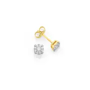 9ct Gold Diamond Cluster Stud Earrings